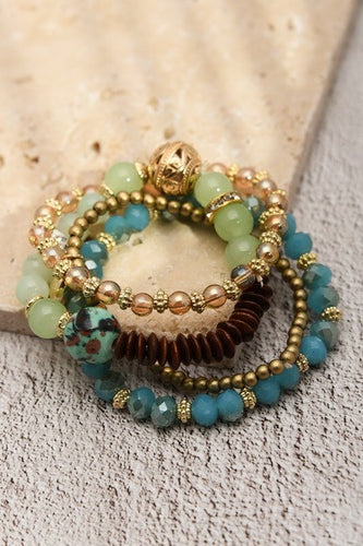 Sea Glass Mix Beaded Bracelet Set