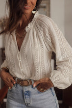 Crochet Lace button v-neck knit sweater blouse