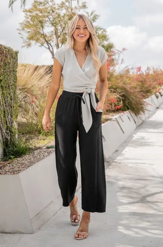 Solid Linen Cropped Pants