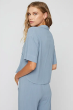Linen Button Up Shirt in Slate Blue