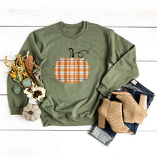 Orange Plaid Pumpkin Graphic Sweatshirt