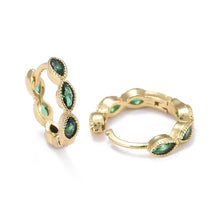 Gold & Emerald Hoop Earrings
