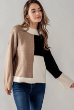 Colorblock Drop Shoulder Knit Sweater