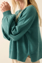 Solid Round Neck Raglan Sleeve Sweater