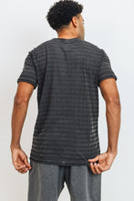 Men's Crewneck Striped T-shirt, Black and grey
