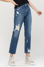 Super High Distressed, Straight Leg Cropped Jeans