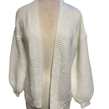 White Knit Cardigan with Black Heart on Back
