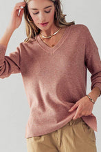 Drop Shoulder Loose Fit V-Neck Soft Knit Sweater