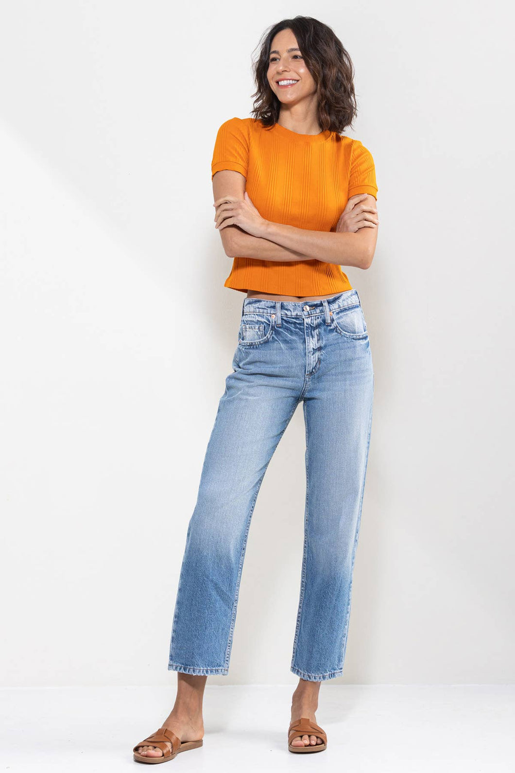 High Rise Straight Jeans in Vintage Wash