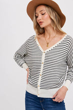 V Neck Striped Dolman Sweater