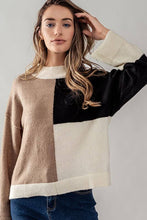 Colorblock Drop Shoulder Knit Sweater