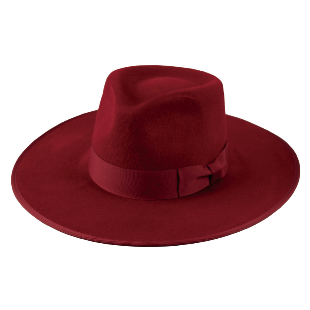 Red Wool Felt Fedora with 4