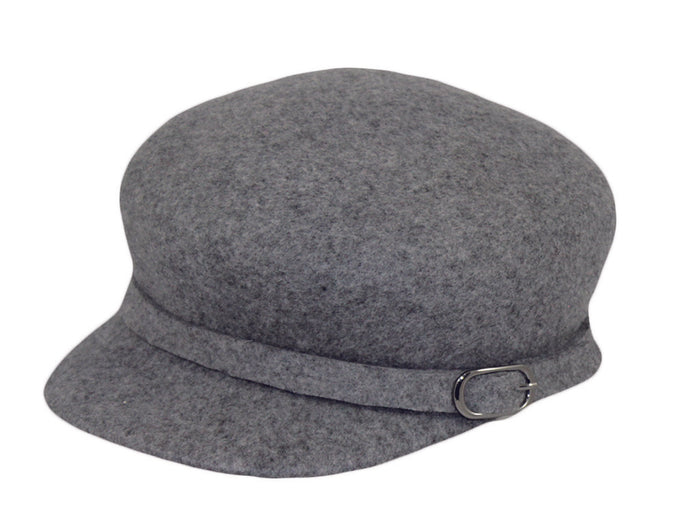 Wool Round Top Cap, Buckle Accent