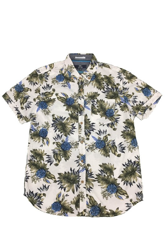 Men's Pineapple Hawaiian Button Down Shirt