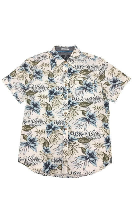 Men's Floral Hawaiian Button Down Shirt