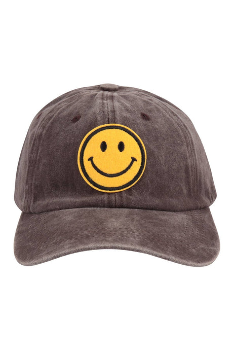 Smiley Face Acid Wash Baseball Hat