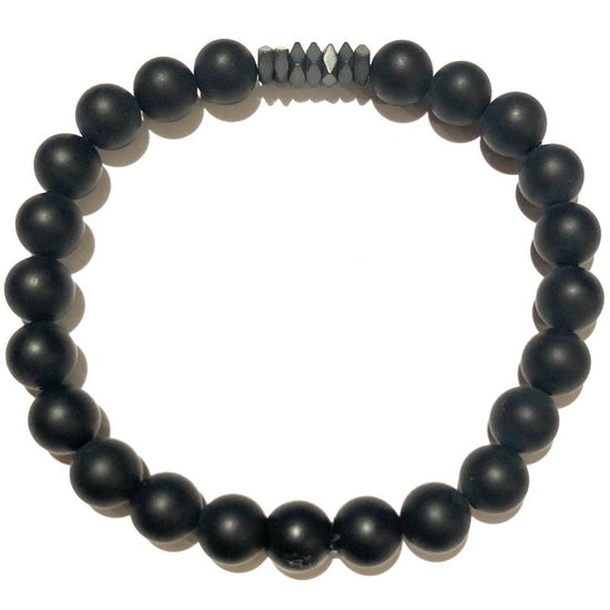 Men's Beaded Stone Bracelet - Onyx