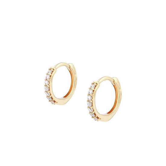 Crystal Huggies- Golden Hoop Earrings