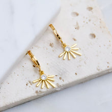 Gold Flower Huggie Earrings CZ