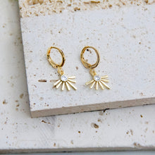 Gold Flower Huggie Earrings CZ