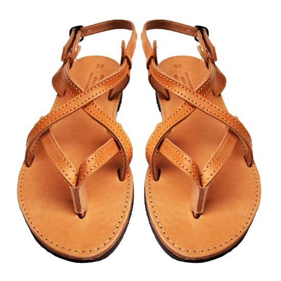 Leather Flat Strappy Retro Sandals