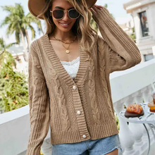 Cable Knit Pearl Button Cardigan in White